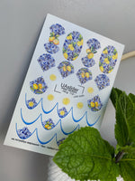 Nail Water Decal NCg-112 | Water Slide Nail Decals with Lemons | Blue Majolica Pattern - UASLIDER