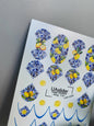 Nail Water Decal NCg-112 | Water Slide Nail Decals with Lemons | Blue Majolica Pattern