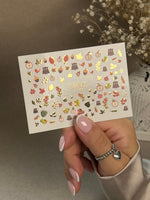 Nail Water Decal CF-286 | Autumn Forest Water Slide Nail Decals | Owls, Apples & Woodland Leaves - UASLIDER