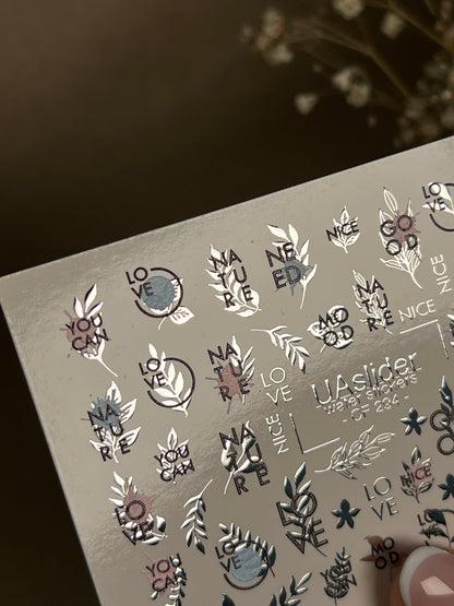 Nail Water Decal CF-294 | Minimalist Water Slide Nail Decals | Love, Nature & Quote Accents