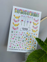 Nail Water Decal NCg-105 | Water Slide Nail Decals Wildflowers | Nail Water Decals Meadow Flowers & Greenery - UASLIDER