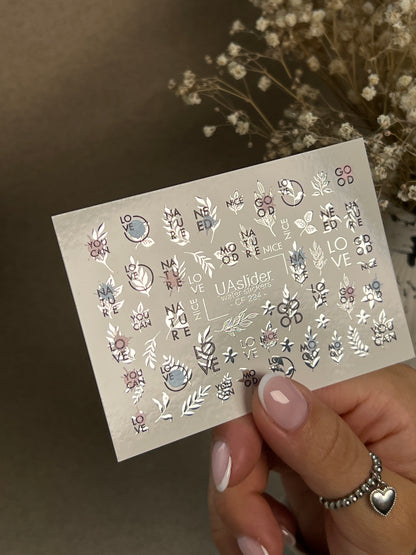 Nail Water Decal CF-294 | Minimalist Water Slide Nail Decals | Love, Nature & Quote Accents