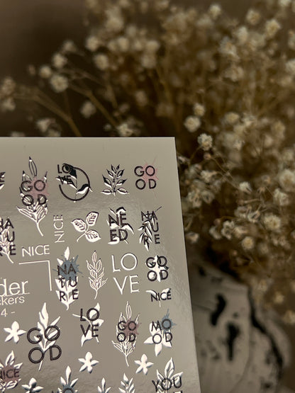 Nail Water Decal CF-294 | Minimalist Water Slide Nail Decals | Love, Nature & Quote Accents