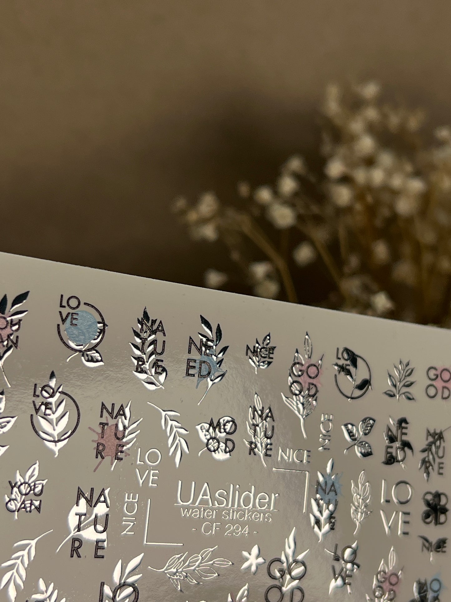 Nail Water Decal CF-294 | Minimalist Water Slide Nail Decals | Love, Nature & Quote Accents