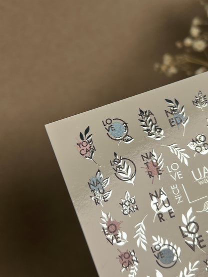 Nail Water Decal CF-294 | Minimalist Water Slide Nail Decals | Love, Nature & Quote Accents