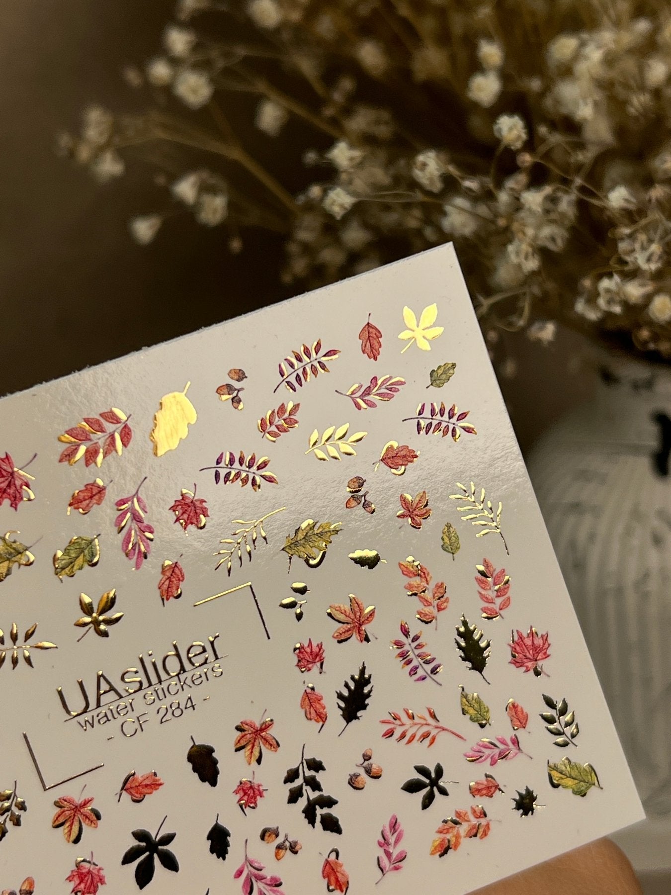 Nail Water Decal CF-284 | Autumn Leaves Water Slide Nail Decals | Fall Foliage & Botanical Accents - UASLIDER