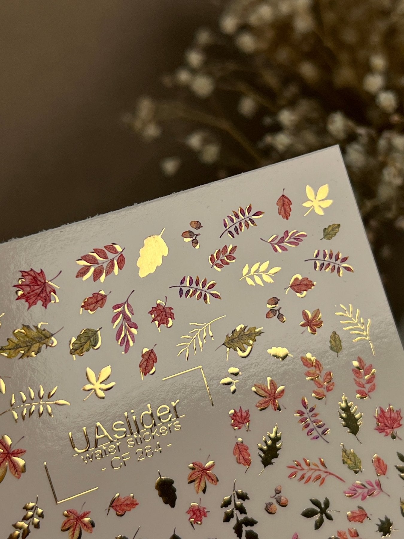 Nail Water Decal CF-284 | Autumn Leaves Water Slide Nail Decals | Fall Foliage & Botanical Accents - UASLIDER