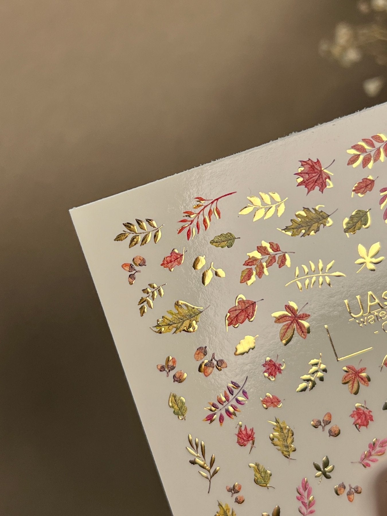 Nail Water Decal CF-284 | Autumn Leaves Water Slide Nail Decals | Fall Foliage & Botanical Accents - UASLIDER