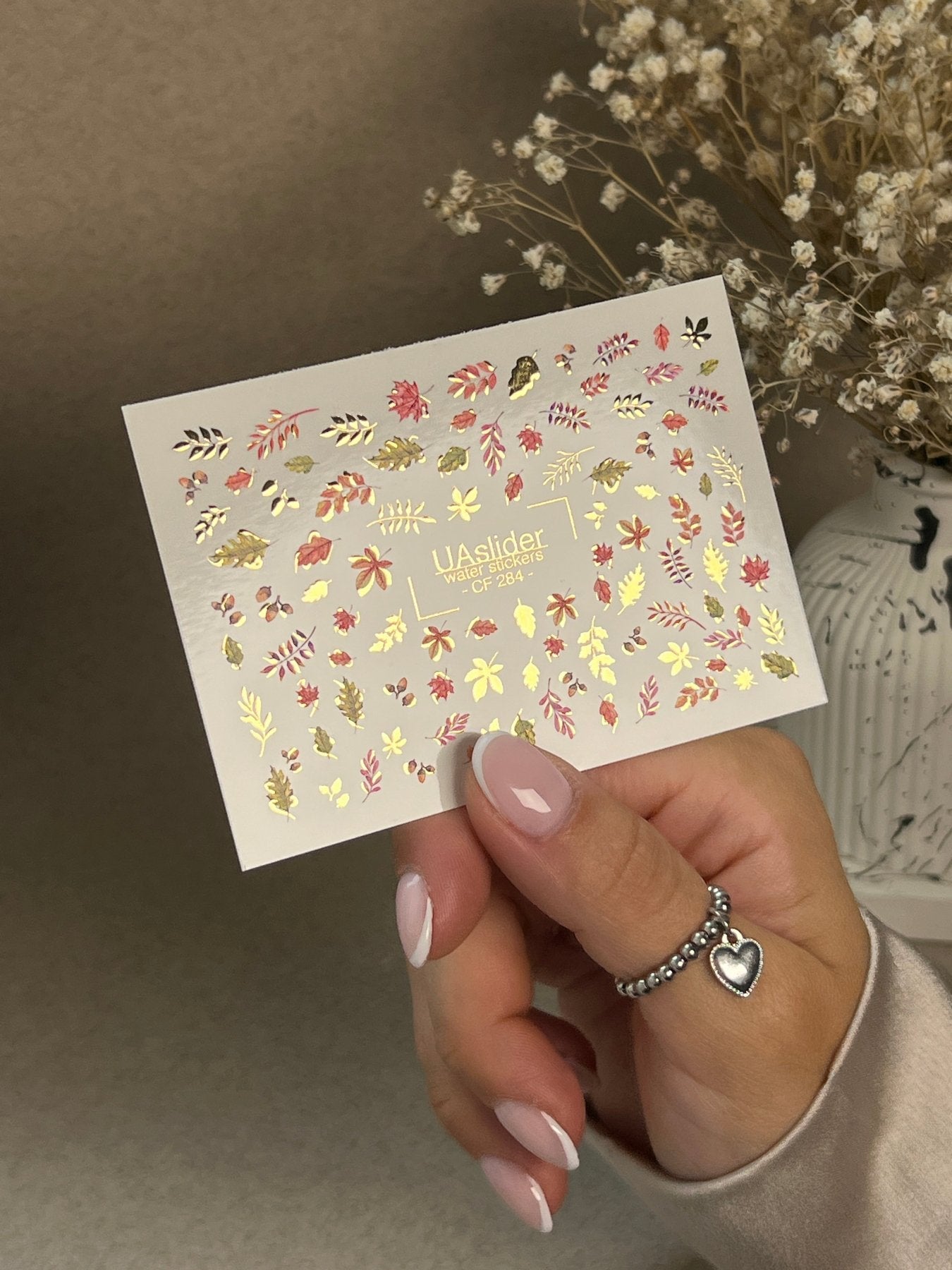 Nail Water Decal CF-284 | Autumn Leaves Water Slide Nail Decals | Fall Foliage & Botanical Accents - UASLIDER