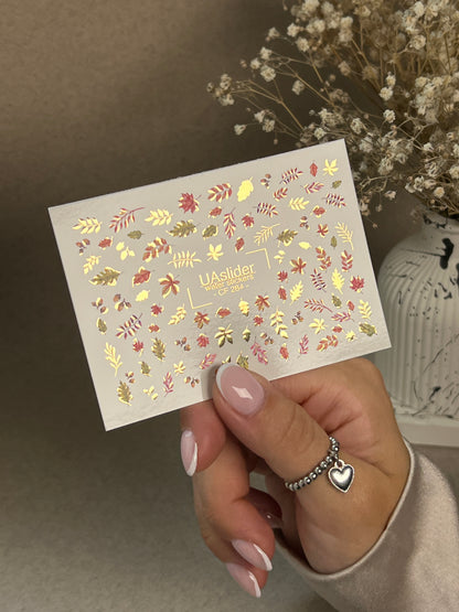 Nail Water Decal CF-284 | Autumn Leaves Water Slide Nail Decals | Fall Foliage & Botanical Accents
