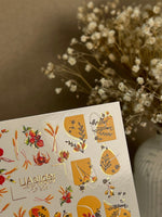 Nail Water Decal CF-254 | Autumn Water Slide Nail Decals | Wheat, Red Berries & Fall Leaves - UASLIDER