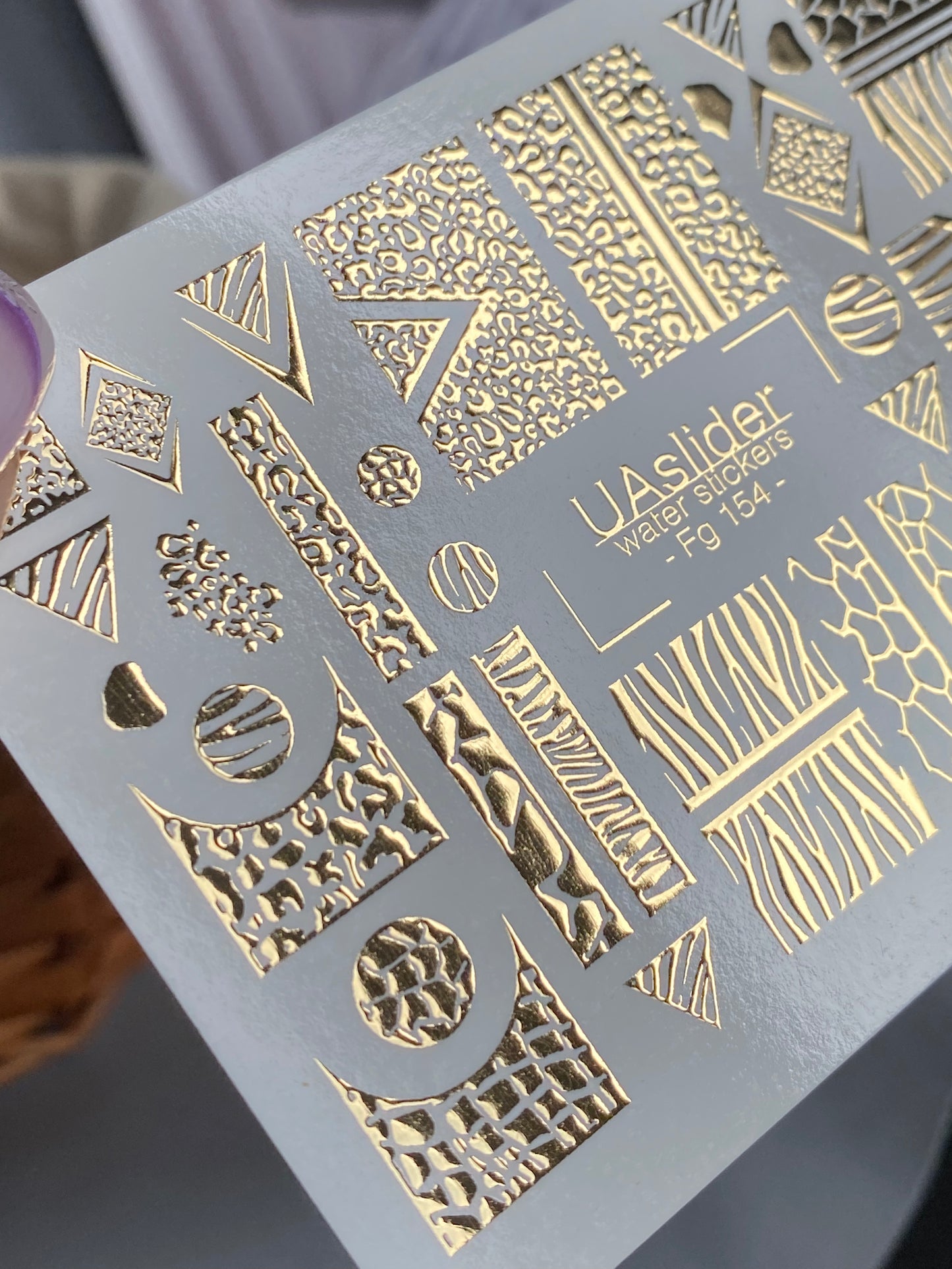 Naklejki na paznokcie wodne Fg-154 | Złote folie do naklejek wodnych na paznokcie | Wzory zwierzęce i geometryczne