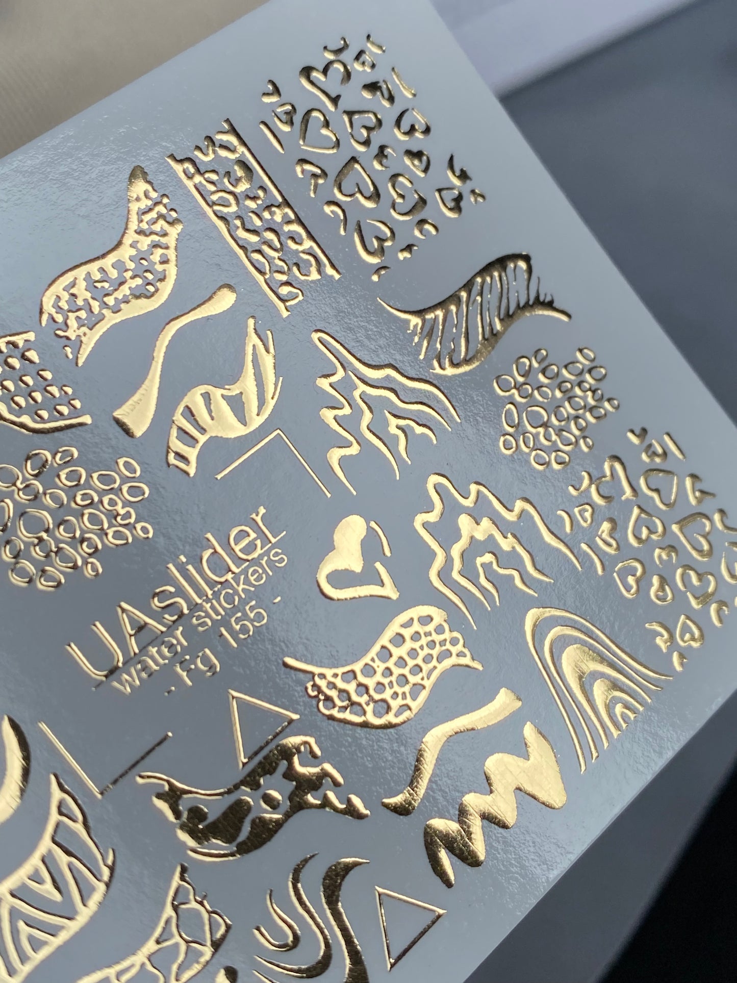 Nail Water Decal Fg-155 | Gold Foil Water Slide Nail Decals | Abstract & Animal Print Designs