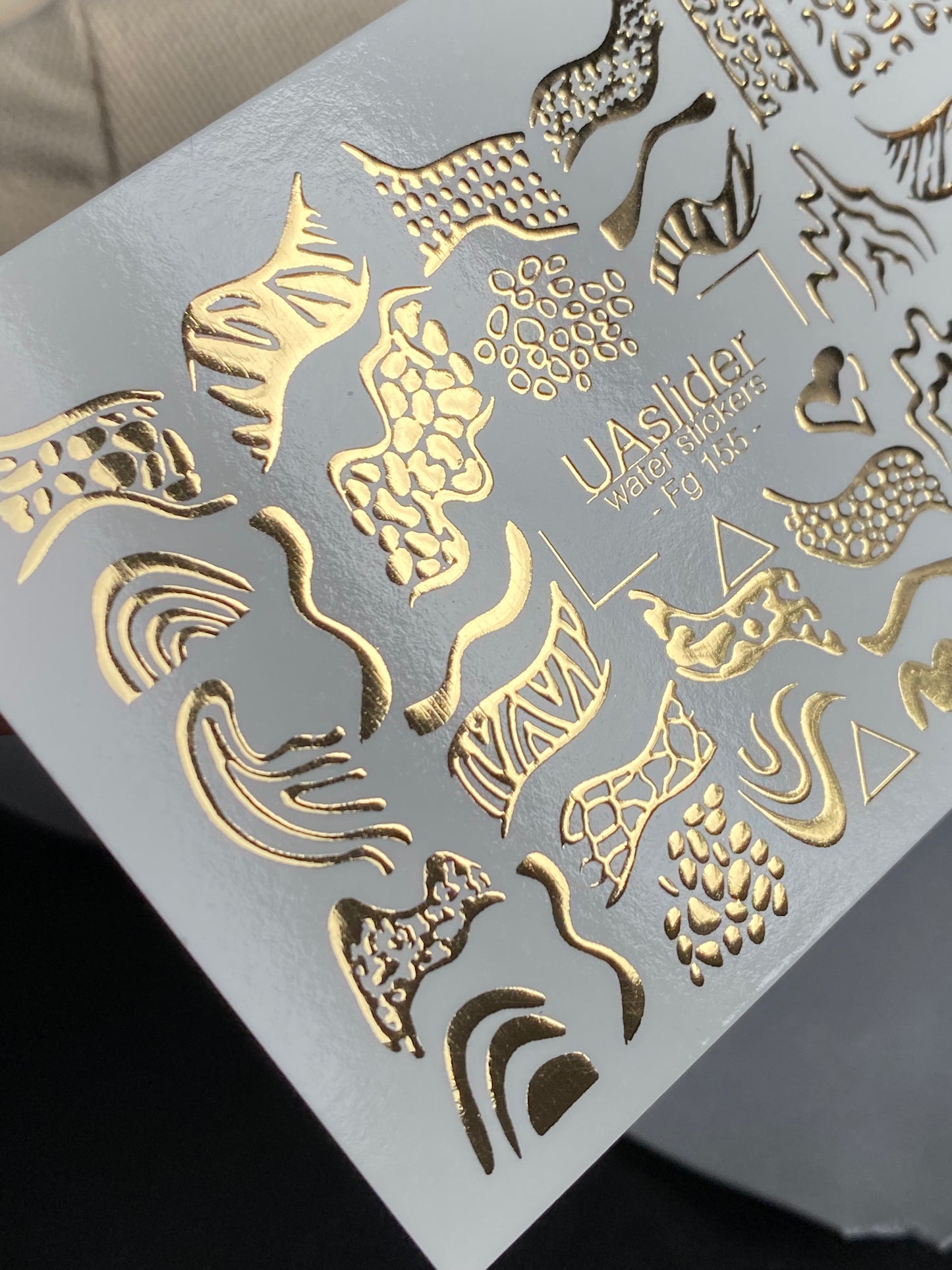 Nail Water Decal Fg-155 | Gold Foil Water Slide Nail Decals | Abstract & Animal Print Designs