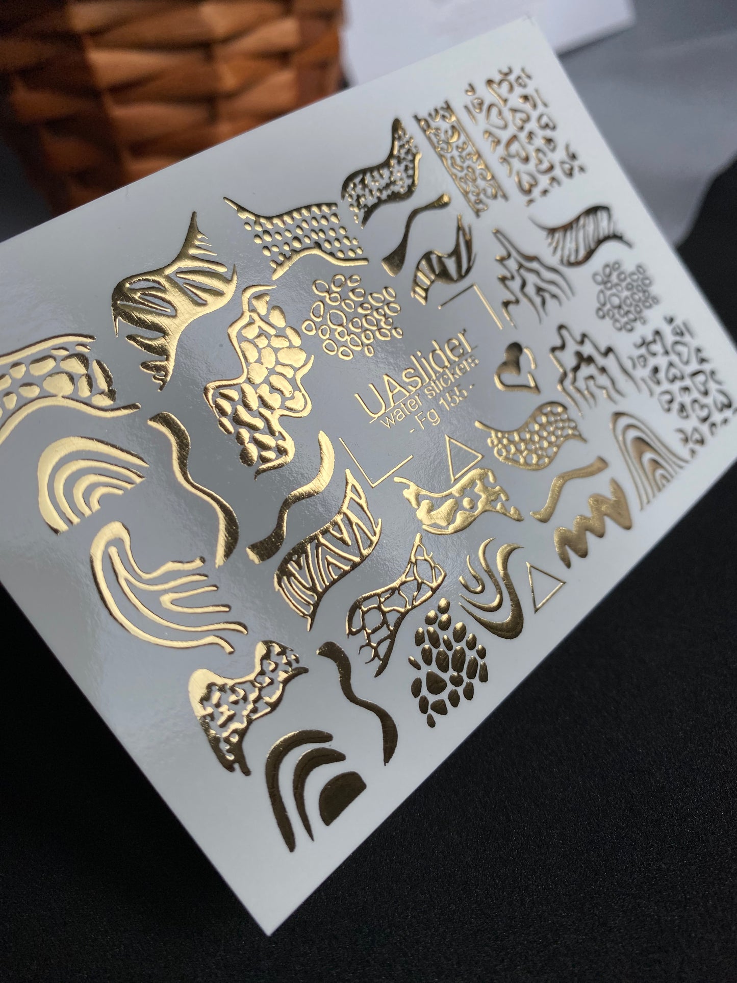 Nail Water Decal Fg-155 | Gold Foil Water Slide Nail Decals | Abstract & Animal Print Designs