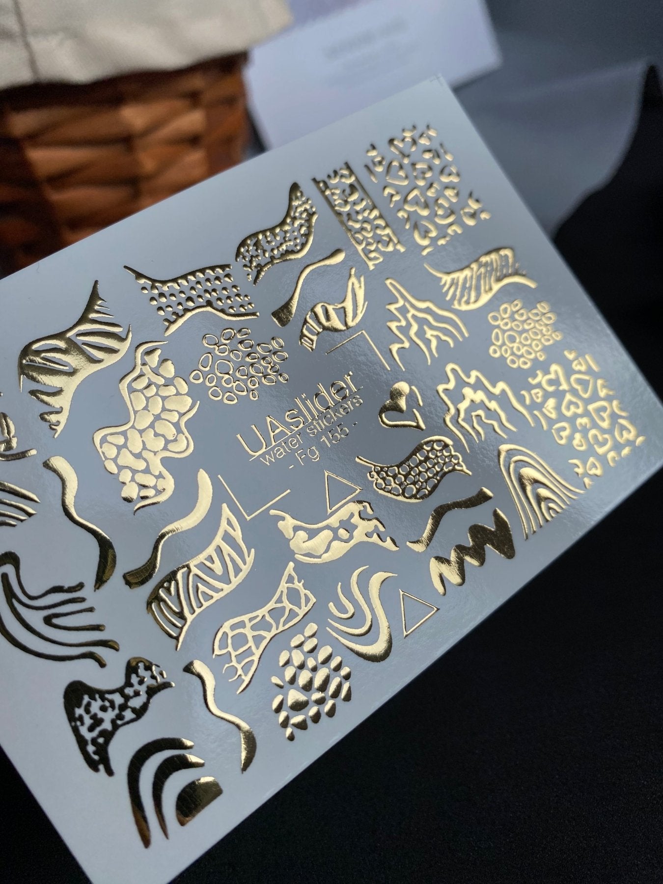 Nail Water Decal Fg-155 | Gold Foil Water Slide Nail Decals | Abstract & Animal Print Designs - UASLIDER
