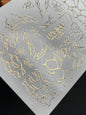 Nail Water Decal Fg-145 | Water Slide Nail Decals with Gold Cracked and Abstract Net Patterns | Modern Nail Art