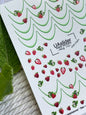 Nail Water Decal NCg-110 | Water Slide Nail Decals Green French | Nail Water Decals with Strawberry Design