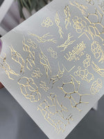 Nail Water Decal Fg-145 | Water Slide Nail Decals with Gold Cracked and Abstract Net Patterns | Modern Nail Art - UASLIDER