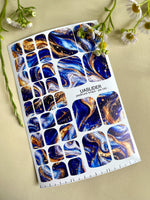 Blue & Gold Marble Pedicure Nail Wraps — Fluid Art Swirl | PW-045