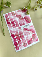 Pink Marble Pedicure Nail Wraps — Hot Pink & Gold Glitter Swirl | PW-042