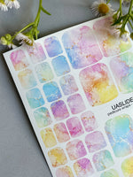 Marble Pedicure Nail Wraps — Pastel Rainbow Watercolor Marble with Gold | PW-025