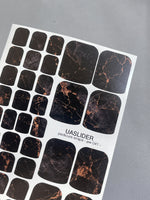 Dark Marble Pedicure Nail Wraps — Copper Vein on Black | PW-041