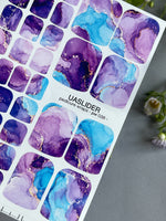 Watercolor Marble Pedicure Nail Wraps — Purple & Blue | PW-038