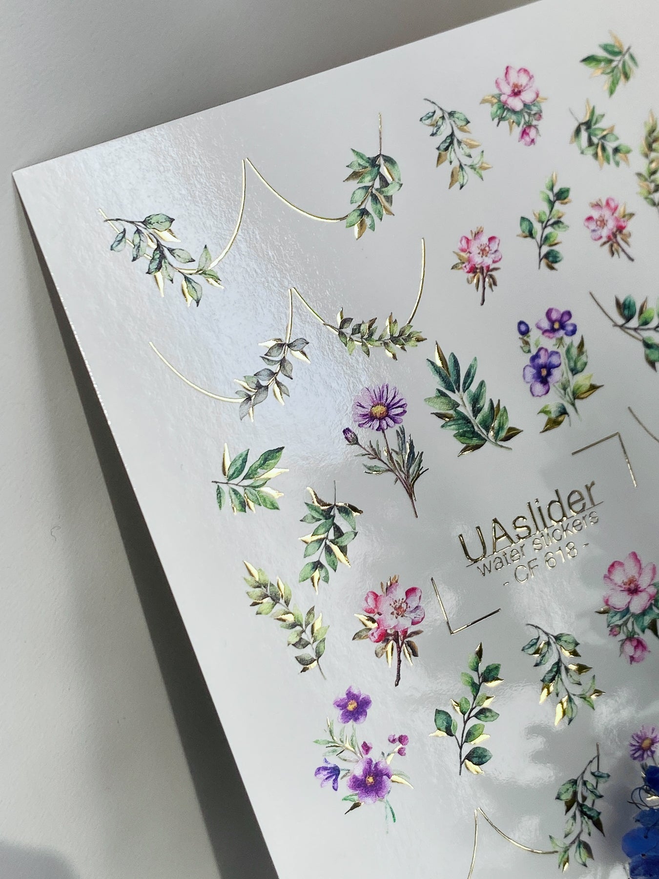 Nail Water Decal CF-618 | Delicate Floral Water Slide Nail Decals | White Blossom Twig Designs