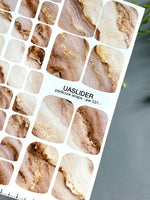 Marble Pedicure Nail Wraps — Nude Beige Watercolor Marble with Gold | PW-031