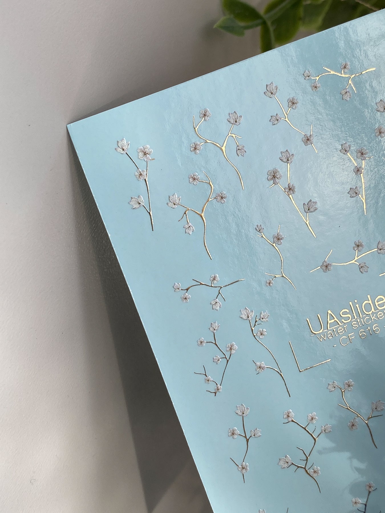 Nail Water Decal CF-616 | Minimalist Floral Water Slide Nail Decals | White Blossom Branches