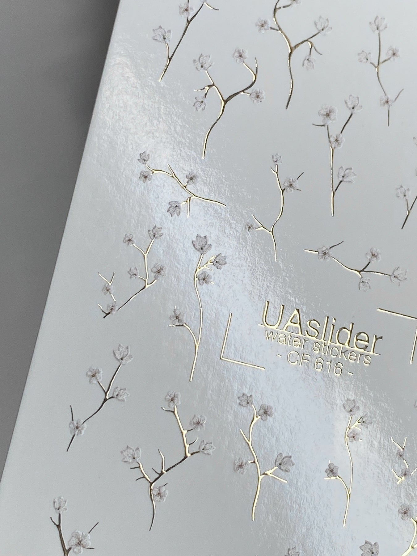 Nail Water Decal CF-616 | Minimalist Floral Water Slide Nail Decals | White Blossom Branches