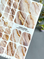 Marble Pedicure Nail Wraps — Dusty Pink & Taupe Watercolor Marble with Gold | PW-032