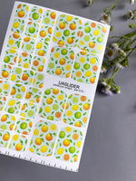 Citrus Pedicure Nail Wraps — Orange, Lemon & Lime on Mint | PW-015