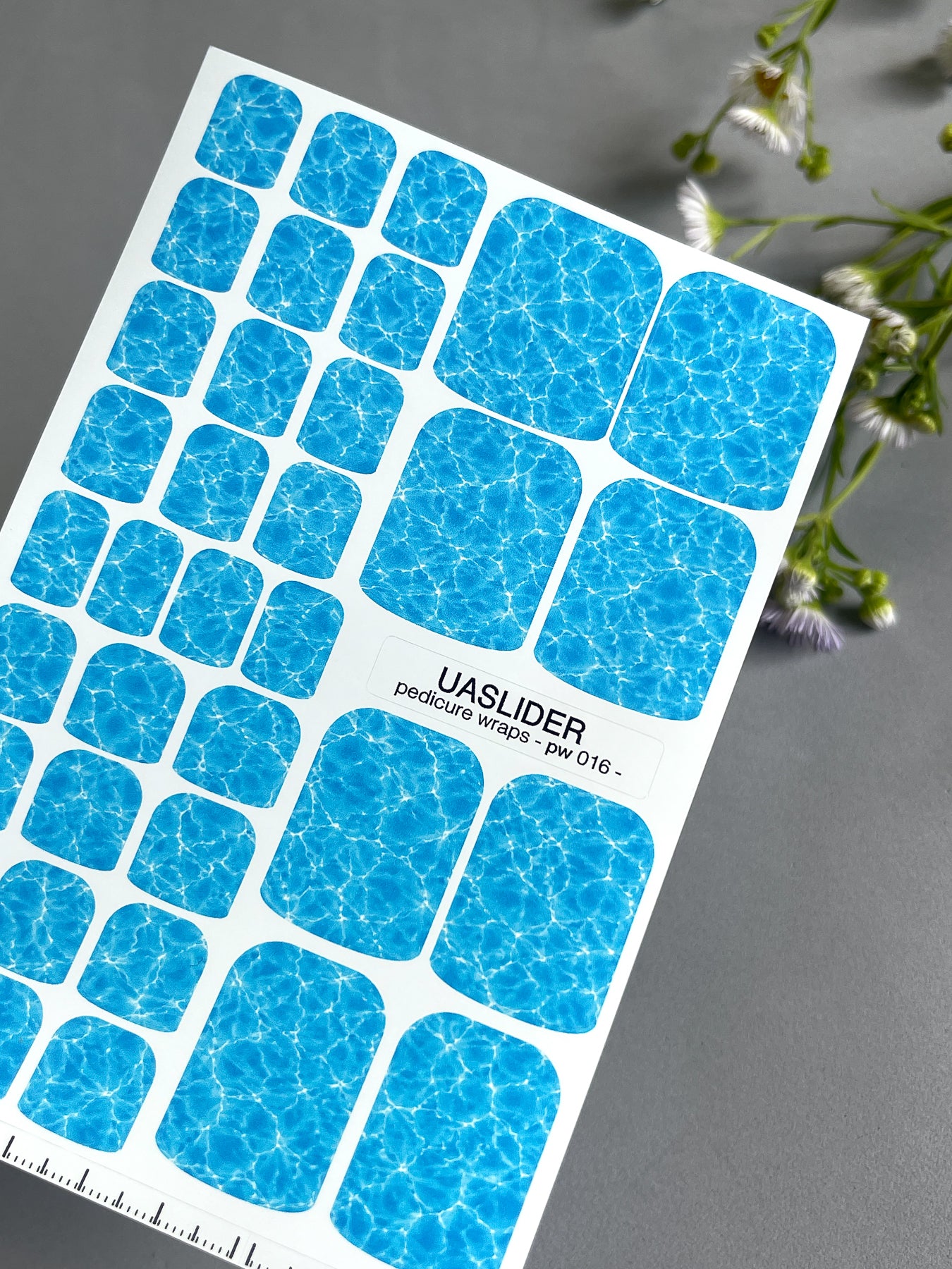 Ocean Water Pedicure Nail Wraps — Blue Pool Ripple Texture | PW-016