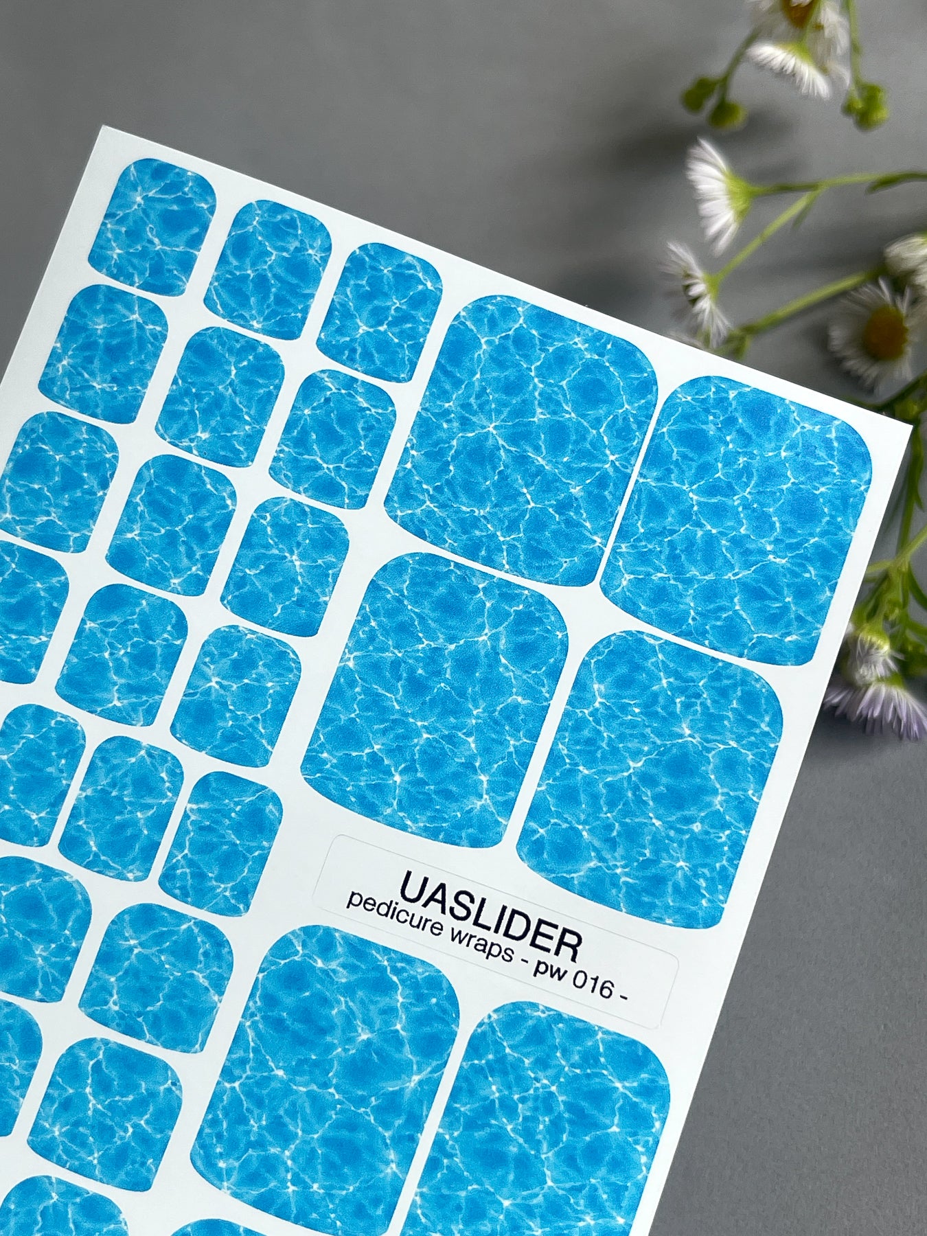 Ocean Water Pedicure Nail Wraps — Blue Pool Ripple Texture | PW-016