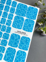 Ocean Water Pedicure Nail Wraps — Blue Pool Ripple Texture | PW-016