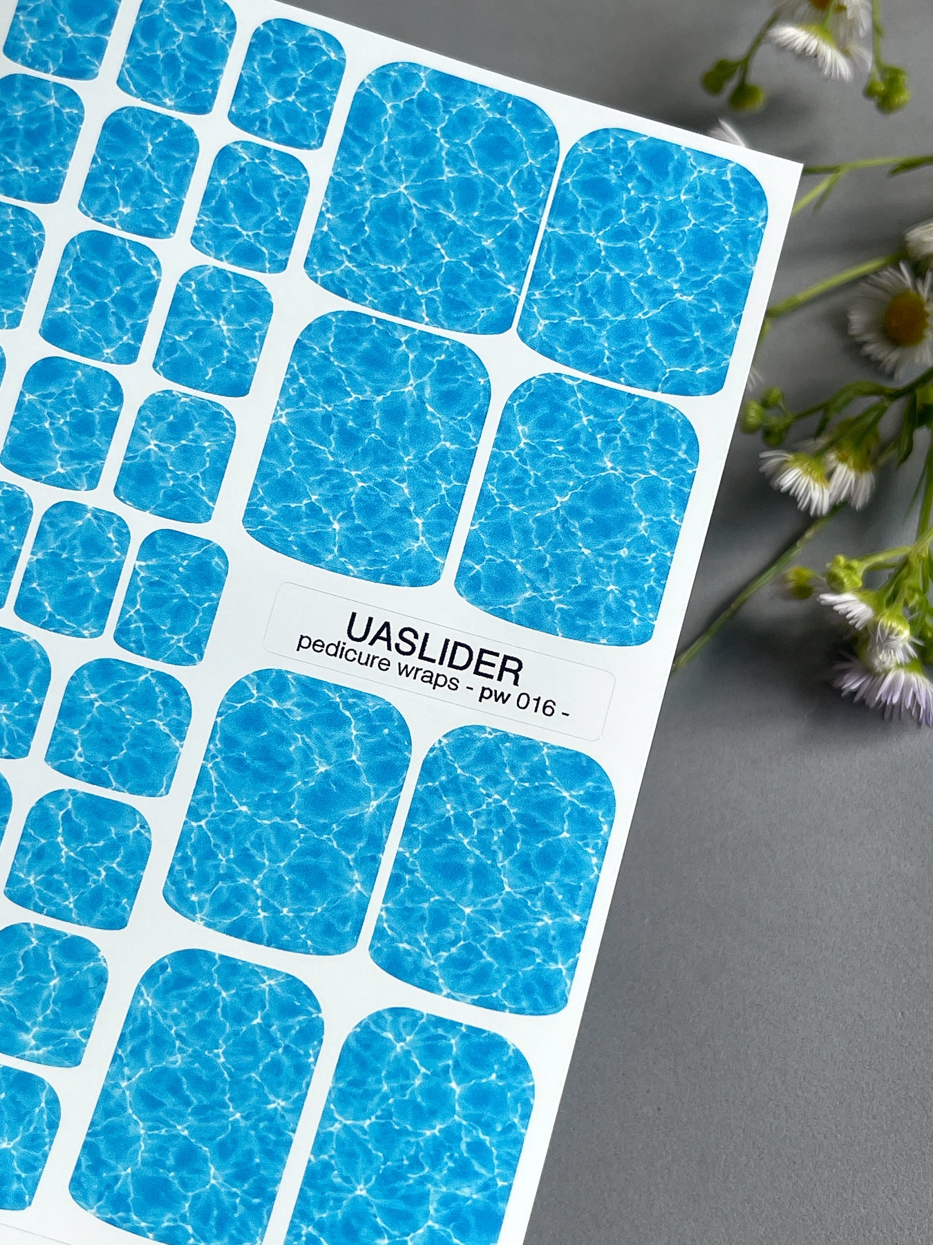 Ocean Water Pedicure Nail Wraps — Blue Pool Ripple Texture | PW-016