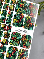 Tropical Leaves Pedicure Nail Wraps — Dark Jungle Monstera & Palms | PW-017