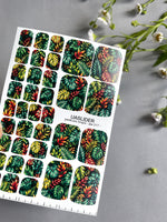 Tropical Leaves Pedicure Nail Wraps — Dark Jungle Monstera & Palms | PW-017
