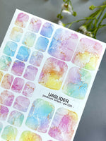 Marble Pedicure Nail Wraps — Pastel Rainbow Watercolor Marble with Gold | PW-025