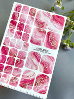 Pink Marble Pedicure Nail Wraps — Hot Pink & Gold Glitter Swirl | PW-042