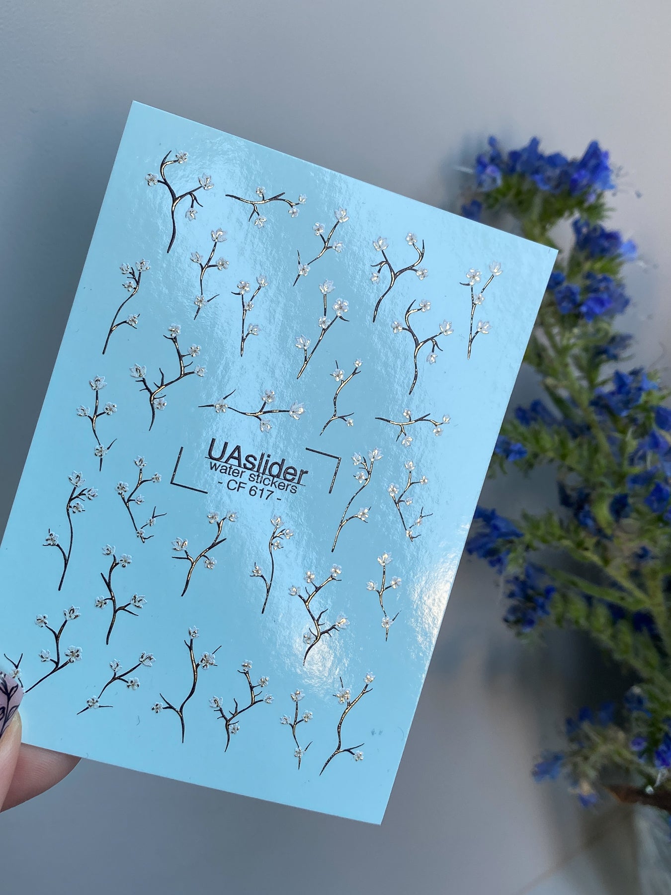 Nagel Water Decal CF-617 | Fijne Bloemige Water Slide Nagel Decals | Wit Bloesemtak Ontwerpen