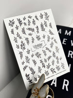 Nail Water Decal NCg-060 | Water Slide Nail Decals Botanical Leaves | Minimalist Black Branches - UASLIDER