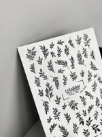 Nail Water Decal NCg-060 | Water Slide Nail Decals Botanical Leaves | Minimalist Black Branches - UASLIDER