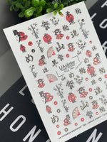 Nail Water Decal NCg-064 | Water Slide Nail Decals Japanese Style | Geisha, Bamboo and Calligraphy - UASLIDER