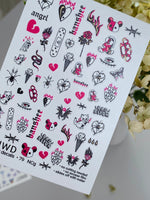 Nail Water Decal 79 NailWD | Water Slide Nail Decals Punk Emo Style | Hearts, Roses & Edgy Art