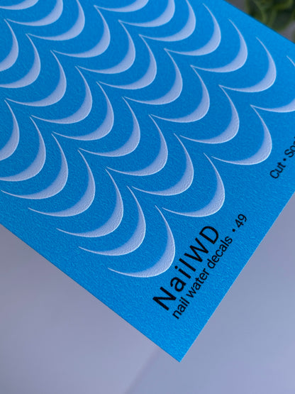 Köröm víz matrica 49 NailWD | Francia vízcsúsztatós köröm matricák | Fehér átmenetes francia körömvégek