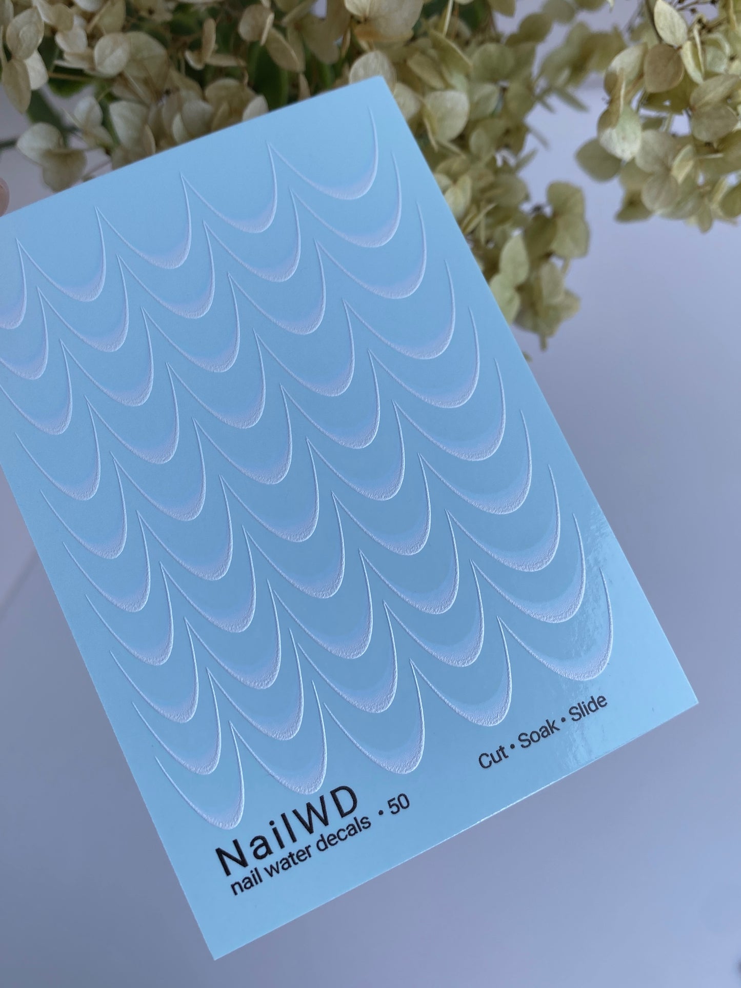 Nail Water Decal 50 NailWD | French Water Slide Nail Decals | Soft White Gradient Tips