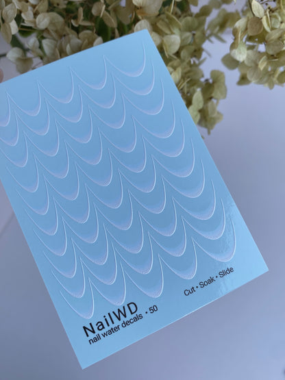Nail Water Decal 50 NailWD | French Water Slide Nail Decals | Soft White Gradient Tips